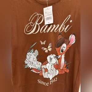 Disney Bambi Movie Cappuccino Graphic Tee with Cream Embroidery
